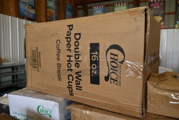 PALLET LOT of 17 BRAND NEW! Boxes Including 130HBGCUTFW Visions Individually Wrapped Beige Heavy Weight Plastic Fork - 1000/Case, 2 Box 500CC32THD Choice HD 32 oz. Tall Heavy Weight Clear PET Plastic Cold Cup - 300/Case, 130HBGCUTFW Visions Individually Wrapped Beige Heavy Weight Plastic Fork - 1000/Case, 3  Box 500CC9 Choice 9 oz. Clear PET Customizable Plastic Squat Cold Cup - 1000/Case, 795PTOKFT4 Choice Kraft Microwavable Folded Paper #4 Take-Out Container 7 7/8" x 5 1/2" x 3 1/2" - 160/Case, Choice 16 oz Deli Containers, 500LSTRWL Choice 9, 12, 16, 20, and 24 oz. Clear Strawless / Sip Lid - 1000/Case, HPM234959 Ignition Module, 50016DWALLC Choice 16 oz. Coffee Break Print Smooth Double Wall Paper Hot Cup - 500/Case. 17 Times Your Bid! - Image 8 of 10