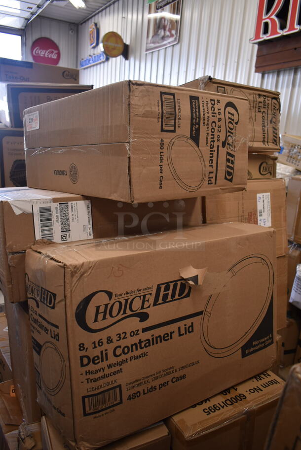 PALLET LOT of 27 BRAND NEW! Boxes Including 2 Box 128HDLDBULK ChoiceHD Microwavable Translucent Plastic Deli Container Lid - 480/Case, 922V78710 Vollrath 78710 1.25 Qt. Stainless Steel Bain Marie Pot, 600DI1995 Regency 9" x 9" x 5" 18-Gauge Stainless Steel One Compartment Drop-In Sink with 3 1/2" Gooseneck Faucet, REgency 600DW11 11" Ice Cream Dipper Well and Faucet Set, 427FCRVINWHT Lancaster Table & Seating White Resin Folding Chair with Vinyl Seat, Tuxton GZP-800 TuxTrendz 14 5/8" x 8 5/8" Bright White Stackable China Taco Plate - 6/Case, 105RR13040 Point Plus 3 1/8" x 230' Thermal Cash Register POS Paper Roll Tape - 50/Case, 627MFNMINI Fat Daddio's MFN-MINI ProSeries 24 Cup 1.5 oz. Anodized Aluminum Mini Muffin / Cupcake Pan - 17" x 11 1/2". 27 Times Your Bid!  - Image 2 of 11