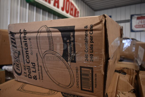 PALLET LOT of 27 BRAND NEW! Boxes Including 2 Box 128HDLDBULK ChoiceHD Microwavable Translucent Plastic Deli Container Lid - 480/Case, 922V78710 Vollrath 78710 1.25 Qt. Stainless Steel Bain Marie Pot, 600DI1995 Regency 9" x 9" x 5" 18-Gauge Stainless Steel One Compartment Drop-In Sink with 3 1/2" Gooseneck Faucet, REgency 600DW11 11" Ice Cream Dipper Well and Faucet Set, 427FCRVINWHT Lancaster Table & Seating White Resin Folding Chair with Vinyl Seat, Tuxton GZP-800 TuxTrendz 14 5/8" x 8 5/8" Bright White Stackable China Taco Plate - 6/Case, 105RR13040 Point Plus 3 1/8" x 230' Thermal Cash Register POS Paper Roll Tape - 50/Case, 627MFNMINI Fat Daddio's MFN-MINI ProSeries 24 Cup 1.5 oz. Anodized Aluminum Mini Muffin / Cupcake Pan - 17" x 11 1/2". 27 Times Your Bid!  - Image 7 of 11