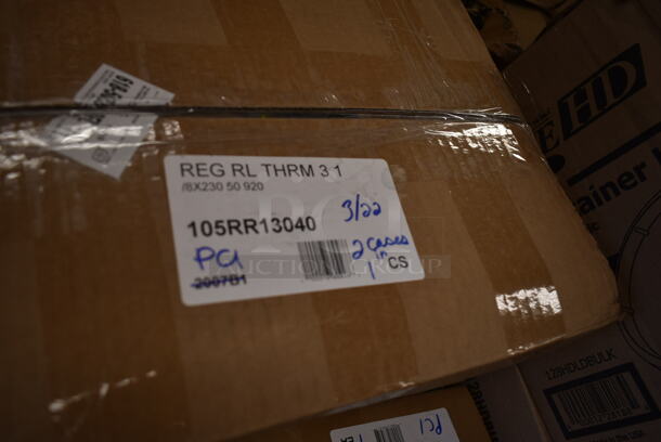 PALLET LOT of 27 BRAND NEW! Boxes Including 2 Box 128HDLDBULK ChoiceHD Microwavable Translucent Plastic Deli Container Lid - 480/Case, 922V78710 Vollrath 78710 1.25 Qt. Stainless Steel Bain Marie Pot, 600DI1995 Regency 9" x 9" x 5" 18-Gauge Stainless Steel One Compartment Drop-In Sink with 3 1/2" Gooseneck Faucet, REgency 600DW11 11" Ice Cream Dipper Well and Faucet Set, 427FCRVINWHT Lancaster Table & Seating White Resin Folding Chair with Vinyl Seat, Tuxton GZP-800 TuxTrendz 14 5/8" x 8 5/8" Bright White Stackable China Taco Plate - 6/Case, 105RR13040 Point Plus 3 1/8" x 230' Thermal Cash Register POS Paper Roll Tape - 50/Case, 627MFNMINI Fat Daddio's MFN-MINI ProSeries 24 Cup 1.5 oz. Anodized Aluminum Mini Muffin / Cupcake Pan - 17" x 11 1/2". 27 Times Your Bid!  - Image 8 of 11