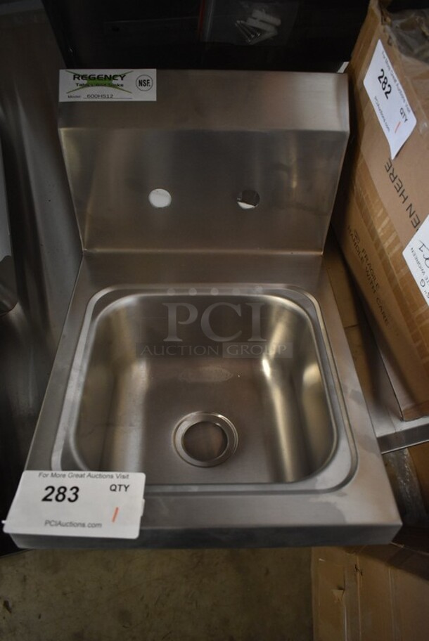 BRAND NEW SCRATCH AND DENT! Regency 600HS12  12" x 16" Wall Mounted Hand Sink. No Faucet.  - Image 2 of 5