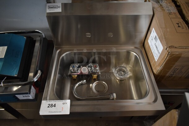 BRAND NEW SCRATCH AND DENT! Steelton 522HS1715 17" x 15" Wall Mounted Hand Sink with Gooseneck Faucet - Image 2 of 5