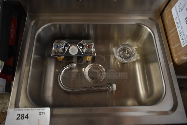BRAND NEW SCRATCH AND DENT! Steelton 522HS1715 17" x 15" Wall Mounted Hand Sink with Gooseneck Faucet - Image 3 of 5