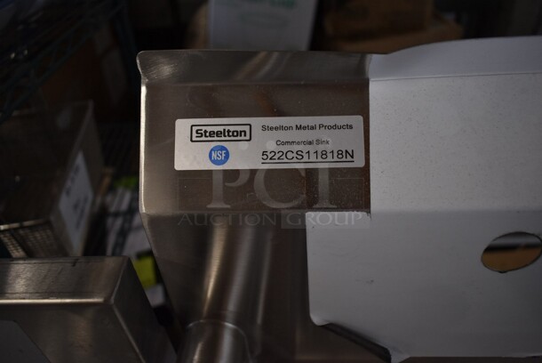 BRAND NEW SCRATCH AND DENT! Steelton 522CS11818N 23 1/2" 18-Gauge Stainless Steel One Compartment Commercial Sink without Drainboard - 18" x 18" x 12" Bowl - Image 9 of 9