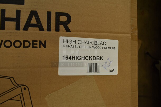 BRAND NEW SCRATCH AND DENT! Lancaster Table & Seating 164HIGHCKDBK Unassembled Standard Height Wooden High Chair with Black Finish - Image 2 of 2