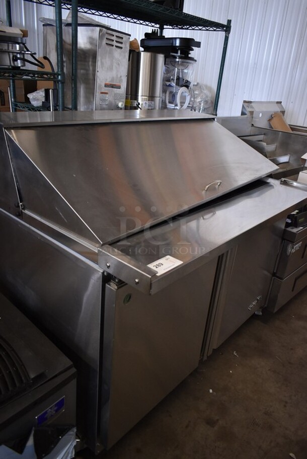 BRAND NEW SCRATCH AND DENT! 2022 Asber APTM-48 18 HC Stainless Steel Commercial Sandwich Salad Prep Table Bain Marie Mega Top on Commercial Casters. 115 Volts, 1 Phase. Tested and Working! - Image 4 of 8