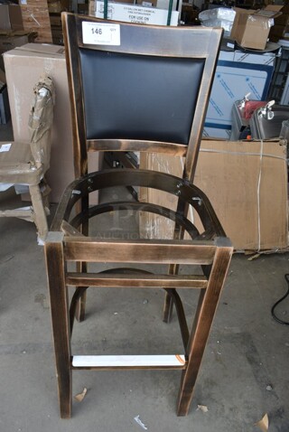 BRAND NEW SCRATCH AND DENT! Lancaster Table & Seating Wooden Bar Height Chair w/ Black Back Rest. 