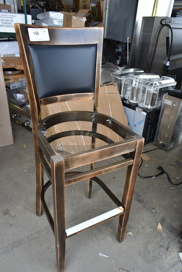 BRAND NEW SCRATCH AND DENT! Lancaster Table & Seating Wooden Bar Height Chair w/ Black Back Rest.  - Image 3 of 4