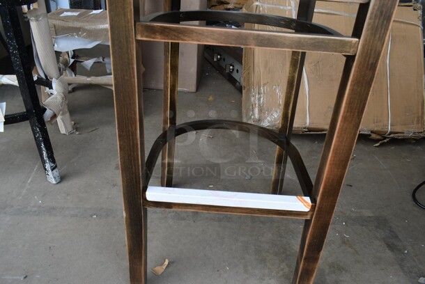 BRAND NEW SCRATCH AND DENT! Lancaster Table & Seating Wooden Bar Height Chair w/ Black Back Rest.  - Image 4 of 4