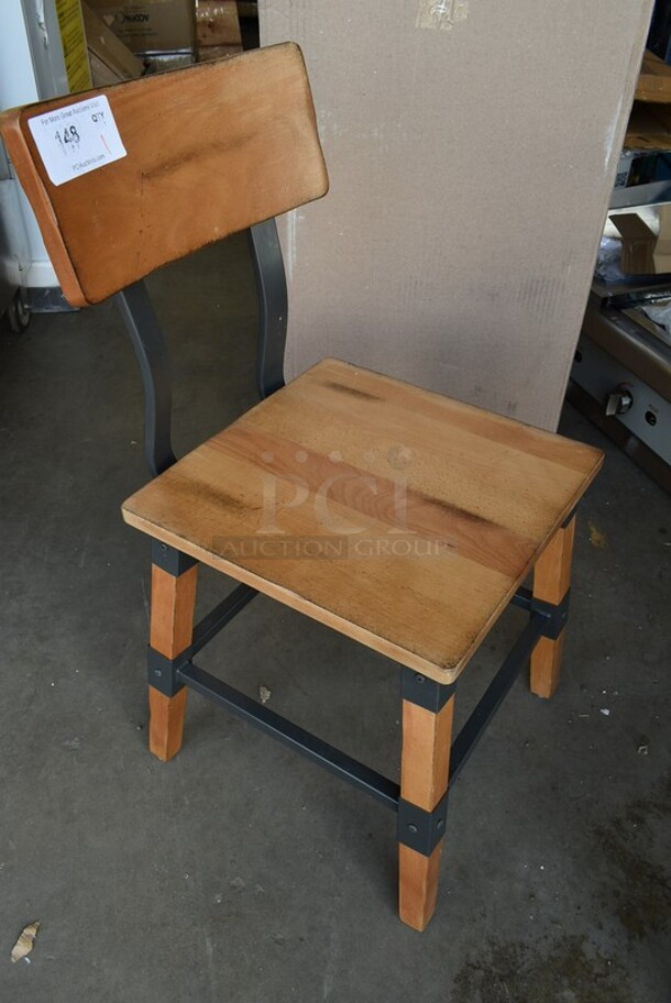 BRAND NEW SCRATCH AND DENT! Lancaster Table & Seating 164CINDNATAN Wooden Dining Height Industrial Chair with Antique Natural Finish - Image 3 of 5