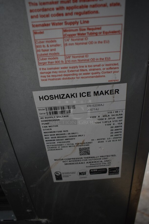 Hoshizaki KM-520MAJ Stainless Steel Commercial Ice Head. 115 Volts, 1 Phase.  - Image 5 of 5