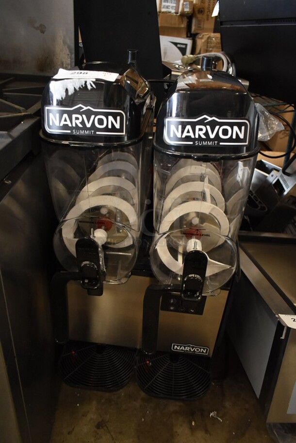 BRAND NEW SCRATCH AND DENT! Narvon NSSM2 Stainless Steel Double 3 Gallon Pourover Granita / Slushy / Frozen Beverage Dispenser. 115 Volts, 1 Phase. Tested and Working! - Image 2 of 8