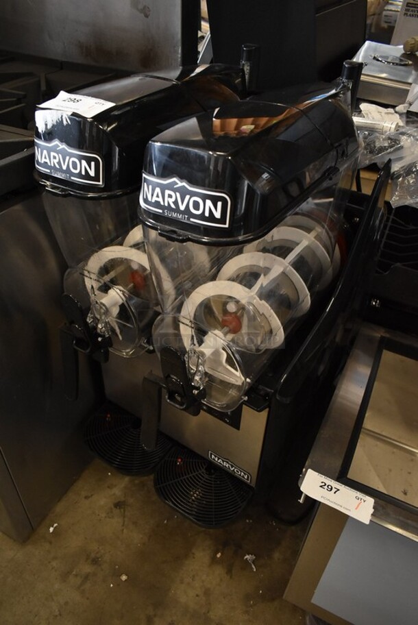 BRAND NEW SCRATCH AND DENT! Narvon NSSM2 Stainless Steel Double 3 Gallon Pourover Granita / Slushy / Frozen Beverage Dispenser. 115 Volts, 1 Phase. Tested and Working! - Image 3 of 8