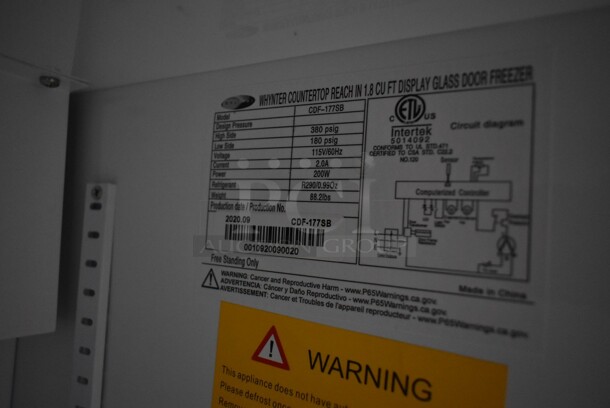 BRAND NEW SCRATCH AND DENT! Whynter CDF-177SB Countertop Reach In 1.8 cu ft Display Glass Door Freezer Merchandiser. 115 Volt, 1 Phase. Tested and Working! - Image 5 of 5