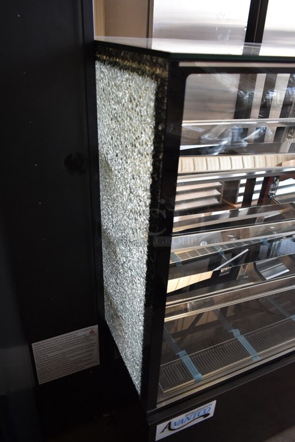 BRAND NEW SCRATCH AND DENT! Avantco 224BCV2SB Metal 72" Black Square Refrigerated Bakery Display Case with LED Lighting. See Pictures For Side Panel Glass Damage. 115 Volts, 1 Phase. Tested and Working! - Image 3 of 7
