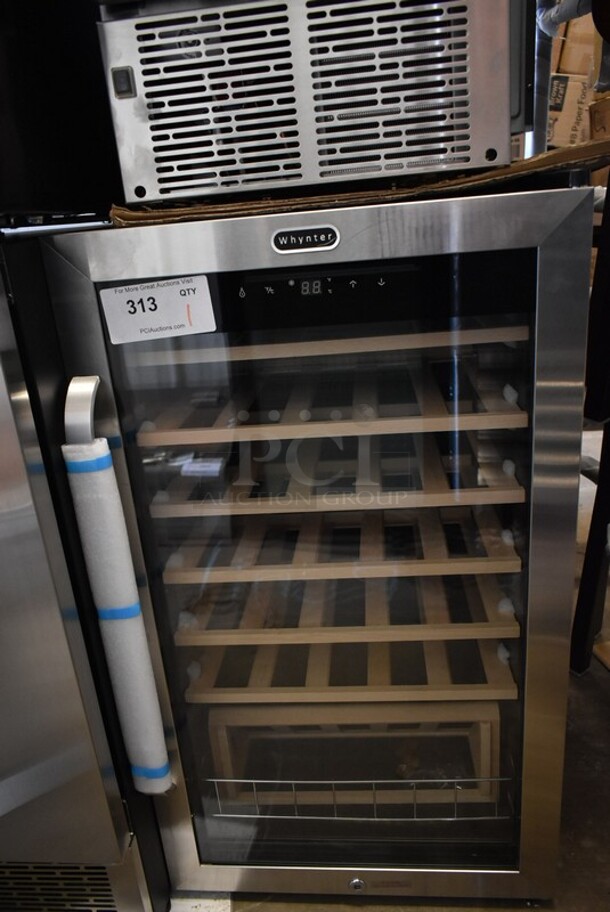 BRAND NEW SCRATCH AND DENT! Whynter FWC-341TS Metal 34 Bottle Freestanding Wine Cooler Merchandiser w/ Display Shelf and Digital Control. 115 Volts, 1 Phase. Tested and Working! - Image 2 of 6