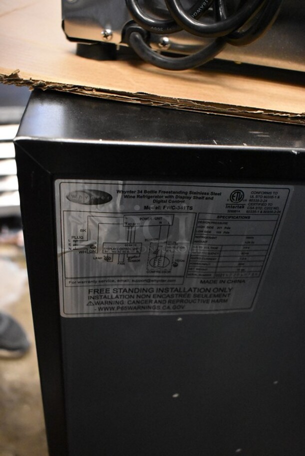 BRAND NEW SCRATCH AND DENT! Whynter FWC-341TS Metal 34 Bottle Freestanding Wine Cooler Merchandiser w/ Display Shelf and Digital Control. 115 Volts, 1 Phase. Tested and Working! - Image 4 of 6