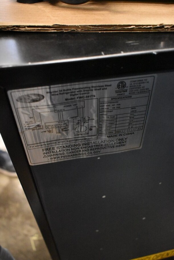 BRAND NEW SCRATCH AND DENT! Whynter FWC-341TS Metal 34 Bottle Freestanding Wine Cooler Merchandiser w/ Display Shelf and Digital Control. 115 Volts, 1 Phase. Tested and Working! - Image 6 of 6