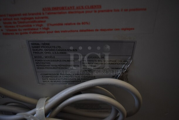 BRAND NEW SCRATCH AND DENT! Danby DDR30B2GDB 30 Pint Energy Star® Dehumidifier. 115 Volt, 1 Phase. Tested and Working! - Image 4 of 4
