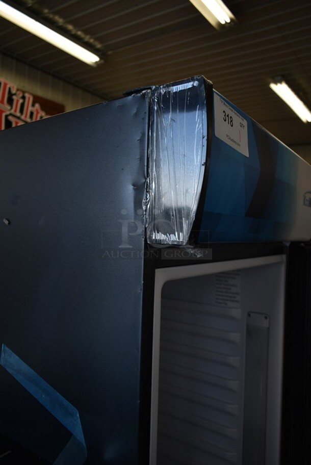 BRAND NEW SCRATCH AND DENT! KoolMore MDR-1GD-12C Metal Commercial Single Door Reach In Cooler Merchandiser w/ Poly Coated Racks. 115 Volts, 1 Phase. Tested and Working! - Image 5 of 7
