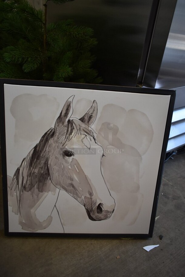 ALL ONE MONEY! Lot of Horse Picture and 2 Fake Plants.  - Image 2 of 5