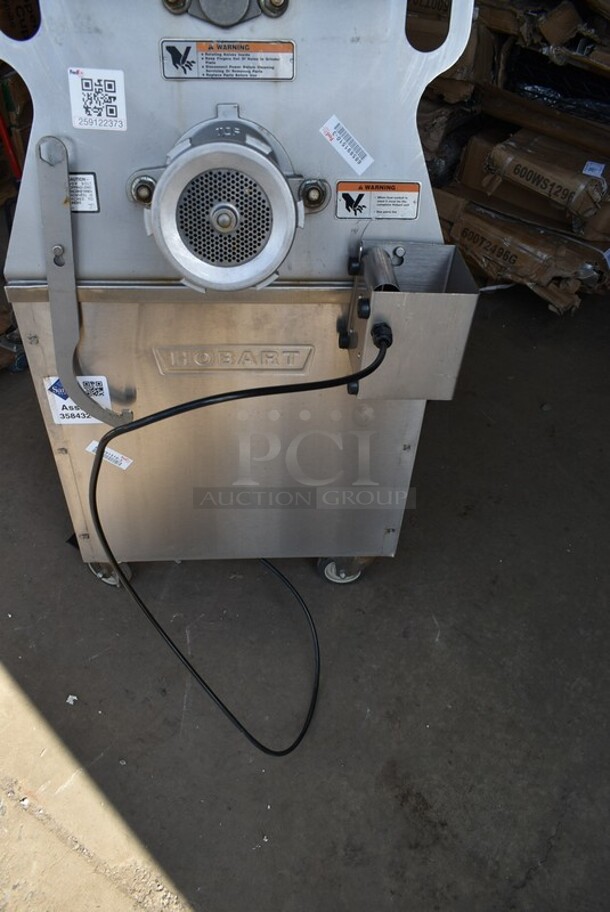 2019 Hobart MG2032 Metal Commercial Floor Style Electric Powered Meat Mixer Grinder w/ Foot Pedal on Commercial Casters. 208 Volts, 3 Phase. Tested and Working! - Image 3 of 11
