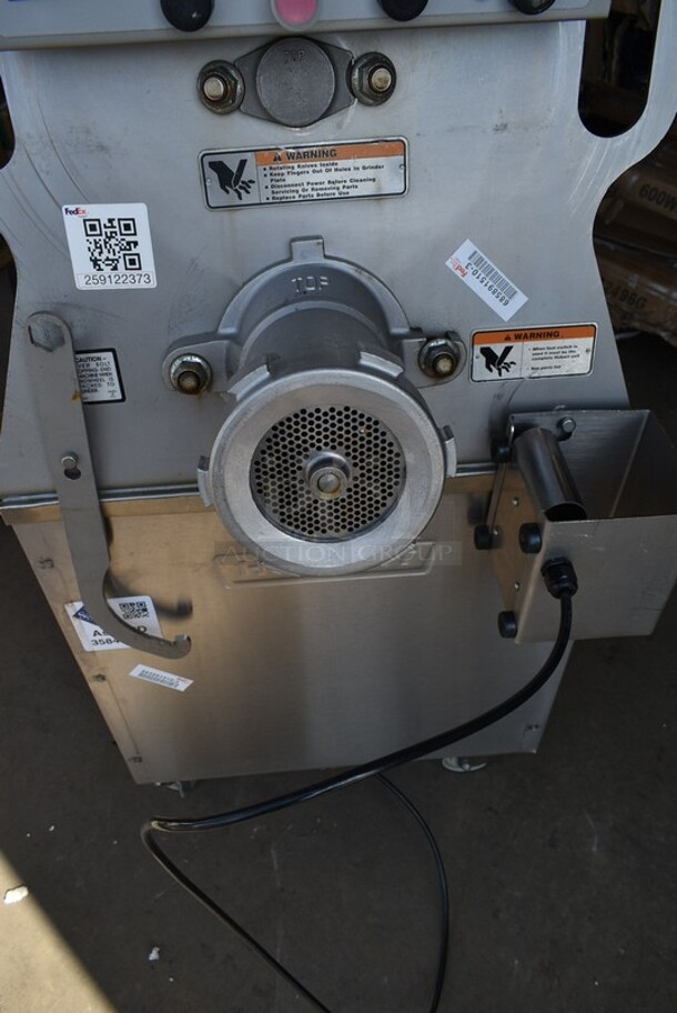 2019 Hobart MG2032 Metal Commercial Floor Style Electric Powered Meat Mixer Grinder w/ Foot Pedal on Commercial Casters. 208 Volts, 3 Phase. Tested and Working! - Image 4 of 11