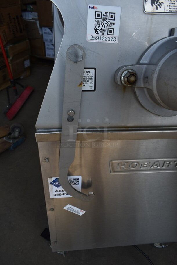 2019 Hobart MG2032 Metal Commercial Floor Style Electric Powered Meat Mixer Grinder w/ Foot Pedal on Commercial Casters. 208 Volts, 3 Phase. Tested and Working! - Image 5 of 11