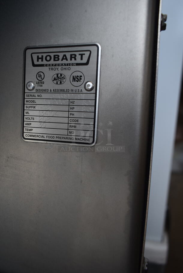 2023 Hobart MG2032 Metal Commercial Floor Style Electric Powered Meat Mixer Grinder w/ Foot Pedal on Commercial Casters. 208 Volts, 3 Phase. Tested and Working! - Image 7 of 7