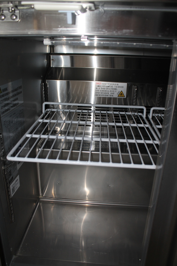 BRAND NEW SCRATCH AND DENT! 2023 Avantco 178ZWT36FHC Stainless Steel Commercial 2 Door Work Top Freezer w/ Back Splash. 115 Volts, 1 Phase. Tested and Working! - Image 4 of 6