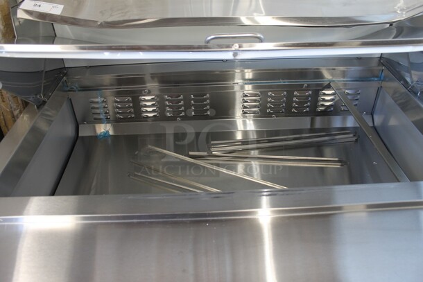 BRAND NEW SCRATCH AND DENT! 2023 Avantco 178APT48MHC Stainless Steel Commercial Sandwich Salad Prep Table Bain Marie Mega Top on Commercial Casters. 115 Volts, 1 Phase. Tested and Working! - Image 4 of 8