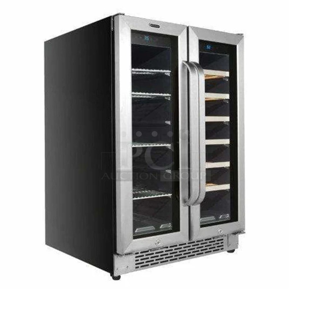 BRAND NEW SCRATCH AND DENT! Whynter BWB-2060FDS 24" Built-In French Door Dual Zone 20 Bottle Wine 60 Can Beverage Cooler Merchandiser. 115 Volts, 1 Phase. Tested and Working! - Image 1 of 6