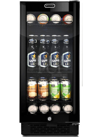 BRAND NEW SCRATCH AND DENT! Whynter BBR-801BG Metal 80 Can Built In Black Glass Beverage Cooler Merchandiser. 115 Volts, 1 Phase. Tested and Working!