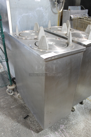 Carter Hoffmann UH-210 Stainless Steel Commercial Floor Style 2 Well Plate Return on Commercial Casters. 120 Volts, 1 Phase. Tested and Working!