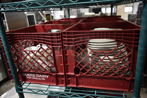 ALL ONE MONEY! Lot of 2 Bins of Dishes Including Plates and Mugs