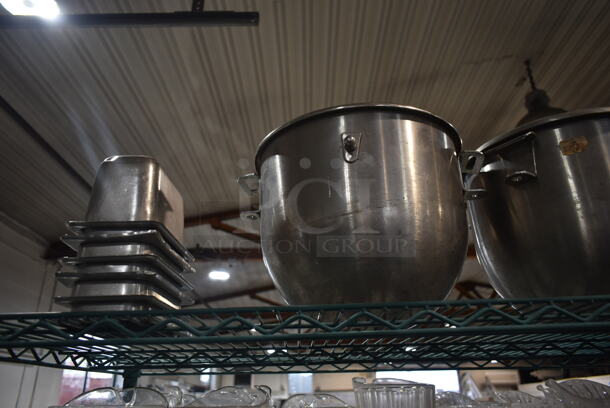 ALL ONE MONEY! TWO TIER LOT of Various Items Including 2 Stainless Steel Mixing Bowls, Drop In Bins and Pitchers.  - Image 4 of 5