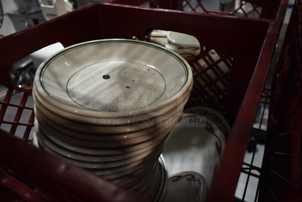 ALL ONE MONEY! Lot of 2 Bins of Dishes Including Plates and Mugs - Image 2 of 7