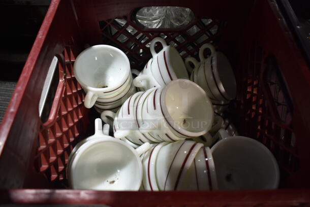 ALL ONE MONEY! Lot of 3 Bins of Dishes Including Mugs, Footed Beverage Glasses and Dessert Cups - Image 2 of 7