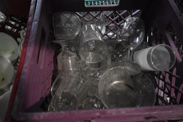 ALL ONE MONEY! Lot of 3 Bins of Dishes Including Mugs, Footed Beverage Glasses and Dessert Cups - Image 5 of 7