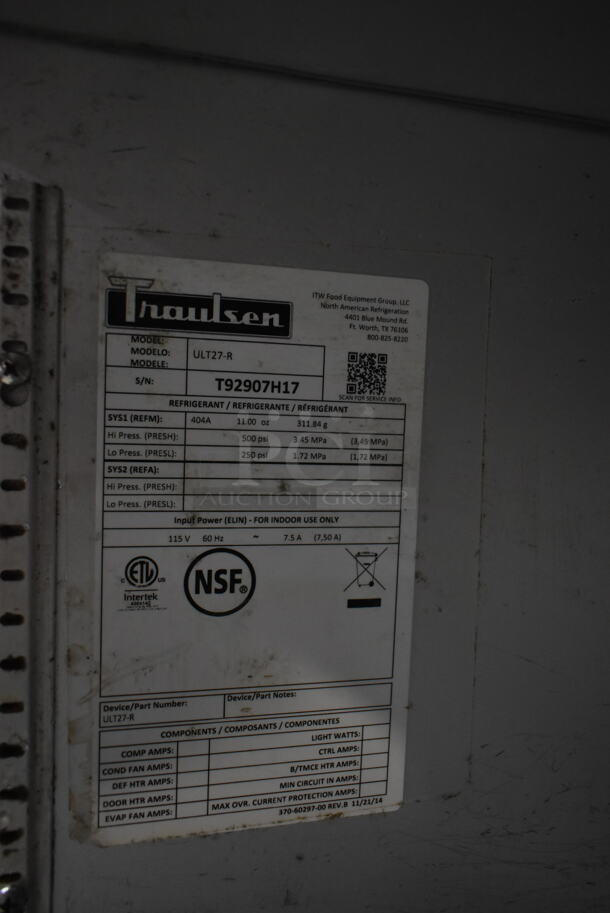 2017 Traulsen ULT27-R Stainless Steel Commercial Single Door Undercounter Cooler on Commercial Casters. 115 Volts, 1 Phase. Tested and Does Not Power On
 - Image 6 of 6
