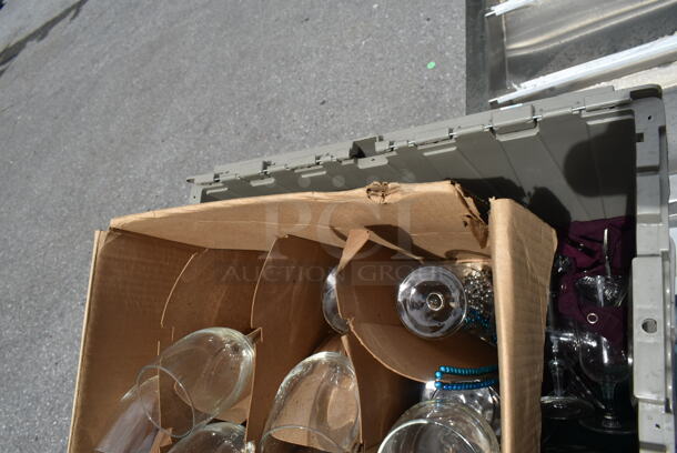 PALLET LOT of Poly Bins and Contents Including Spoons, Forks, and Glasses - Image 6 of 8