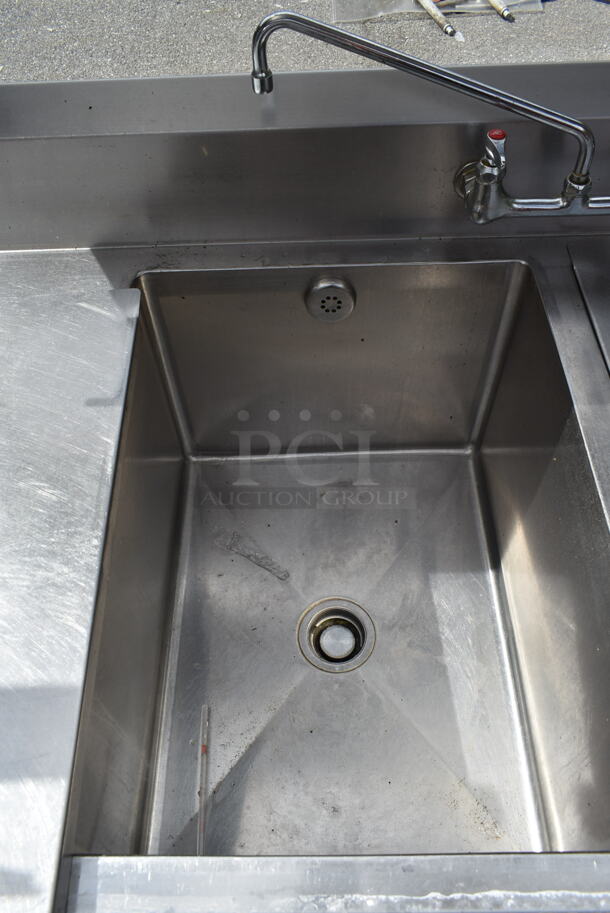 Stainless Steel Commercial 2 Bay Sink w/ Faucet, Handles, Over Shelf and Under Shelf.  - Image 3 of 8
