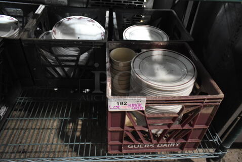 ALL ONE MONEY! Lot of 3 Bins of Dishes Including Plates and Bowls