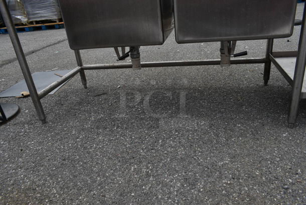 Stainless Steel Commercial 2 Bay Sink w/ Faucet, Handles, Over Shelf and Under Shelf.  - Image 7 of 8