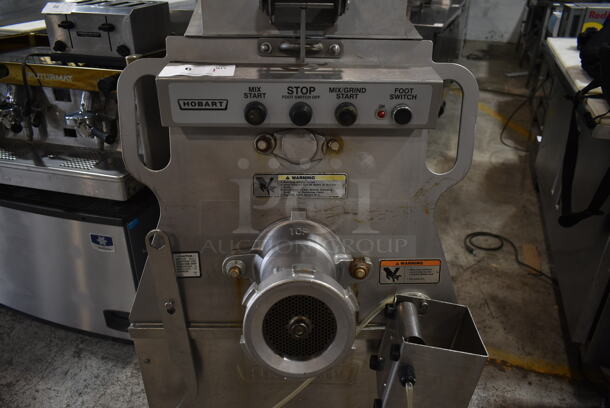 2016 Hobart MG2032 Metal Commercial Floor Style Electric Powered Meat Mixer Grinder w/ Foot Pedal on Commercial Casters. 208 Volts, 3 Phase. Tested and Working! - Image 2 of 9