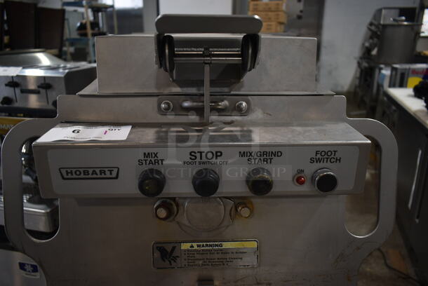 2016 Hobart MG2032 Metal Commercial Floor Style Electric Powered Meat Mixer Grinder w/ Foot Pedal on Commercial Casters. 208 Volts, 3 Phase. Tested and Working! - Image 3 of 9