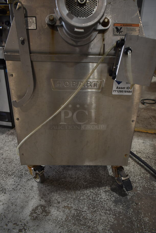 2016 Hobart MG2032 Metal Commercial Floor Style Electric Powered Meat Mixer Grinder w/ Foot Pedal on Commercial Casters. 208 Volts, 3 Phase. Tested and Working! - Image 4 of 9