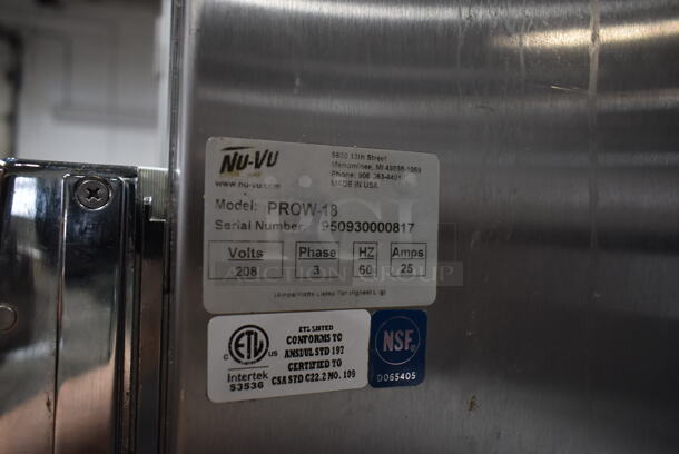 2017 Nu Vu PROW-18 Stainless Steel Commercial Electric Powered Oven Proofer on Commercial Casters. 208 Volts, 3 Phase.  - Image 7 of 7