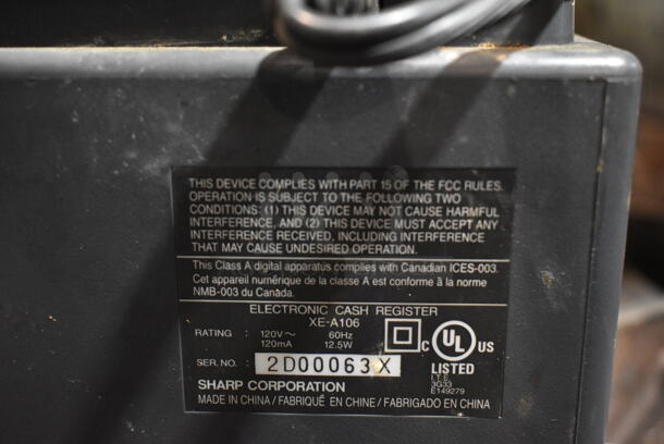 Sharp XE-A106 Countertop Electronic Cash Register.  - Image 6 of 6