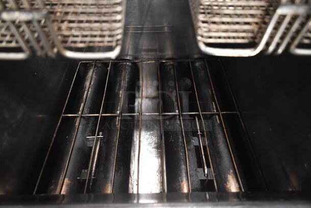2017 Dean D150GNTS Stainless Steel Commercial Floor Style Natural Gas Powered Deep Fat Fryer w/ 2 Metal Fry Baskets on Commercial Casters. 120,000 BTU.  - Image 3 of 6